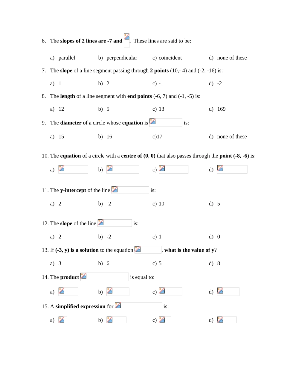 加拿大安大略省十年级数学试卷-英文_第2页