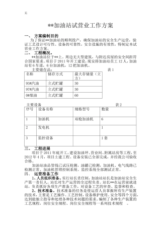 加油站试营业工作方案
