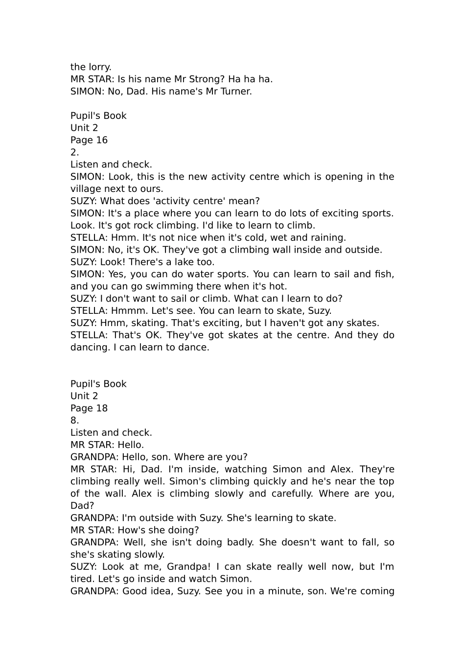 剑桥国际少儿英语KB4-Unit1-8-学生用书听力文本Listening-Script_第2页