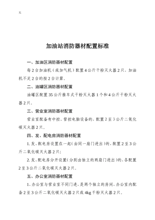加油站消防器材配置标准
