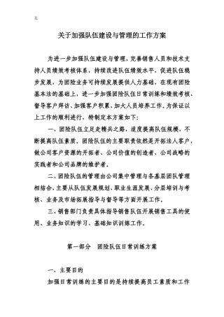 加强团险队伍建设与管理的工作方案