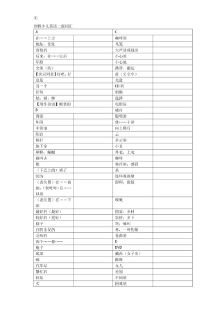 剑桥少儿英语二级词汇