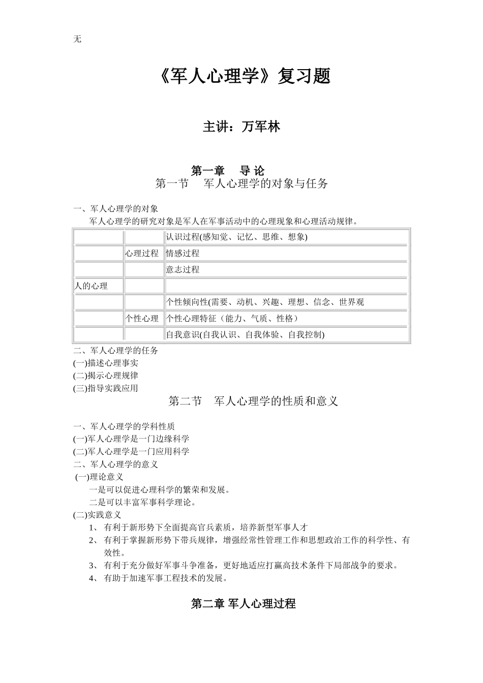 军人心理学复习题_第1页
