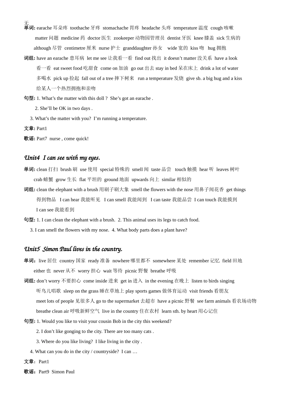 剑桥少儿英语二级下册各单元知识点汇总_第2页
