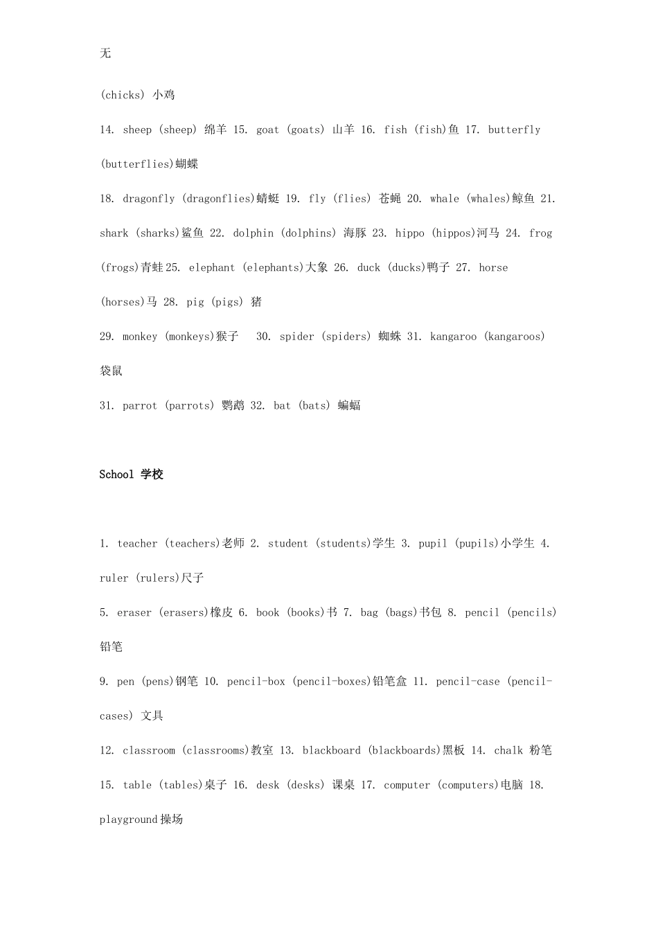 剑桥少儿英语一级单词分类总结_第3页