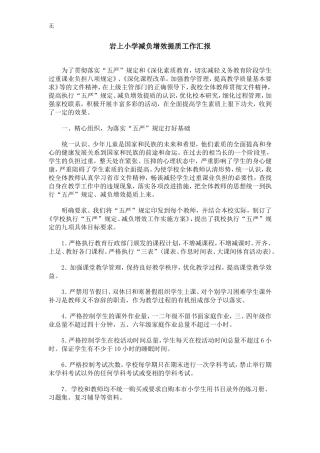 减负增效提质工作汇报