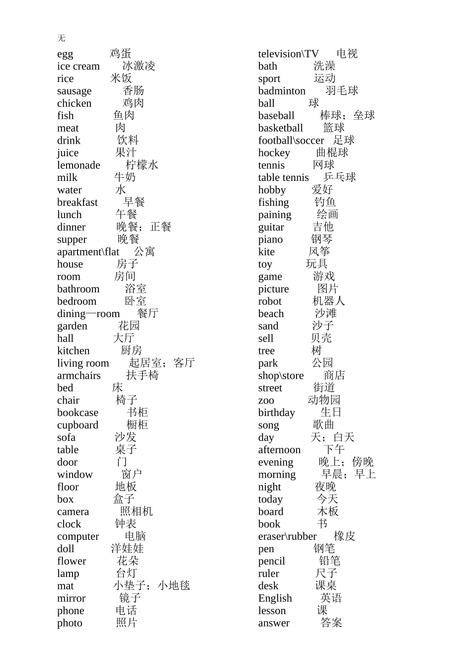 剑桥一级考级必备单词_第2页