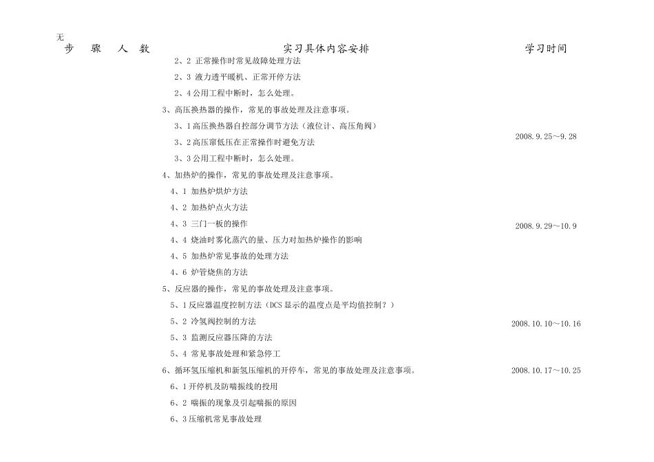 加氢裂化装置实习计划_第2页
