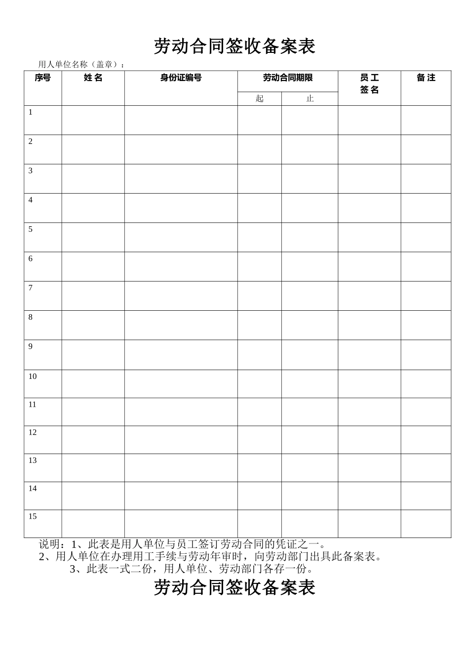 劳动合同签收备案表_第1页