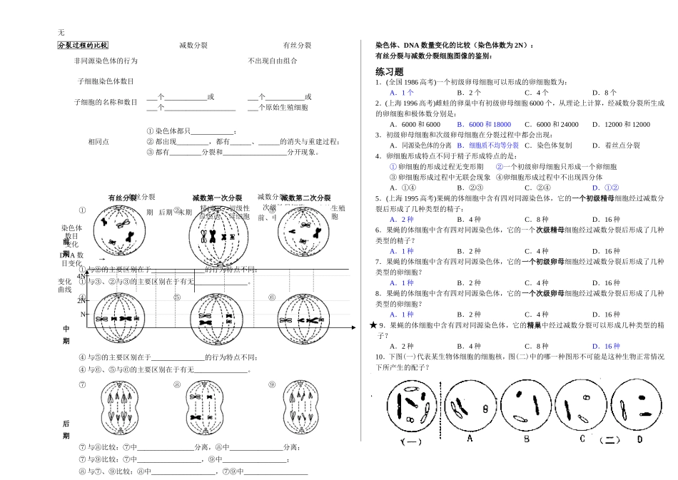 减数分裂和受精作用学案及同步练习_第2页