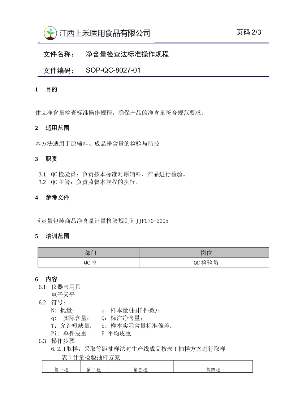 净含量检查法标准操作规程_第2页