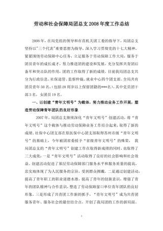 劳动和社会保障局团总支2007年度工作总结