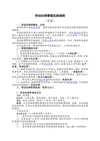 劳动纪律管理实施细则