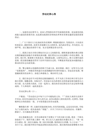 劳动纪律心得-心得体会模板