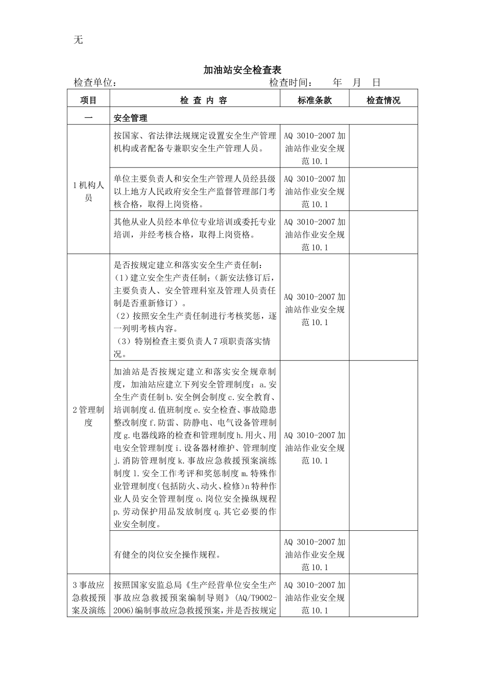加油站安全检查表_第1页