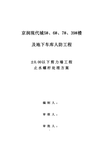剪力墙模板止水螺栓处理方案
