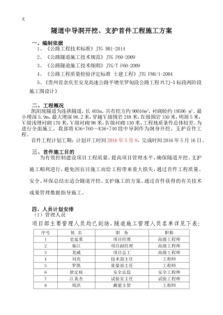 凯阳坡隧道首件洞身开挖、支护
