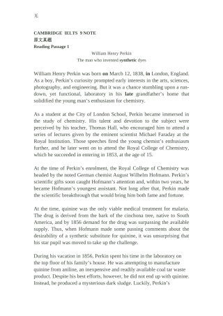 剑9阅读真题原文1-William-Henry-Perkin