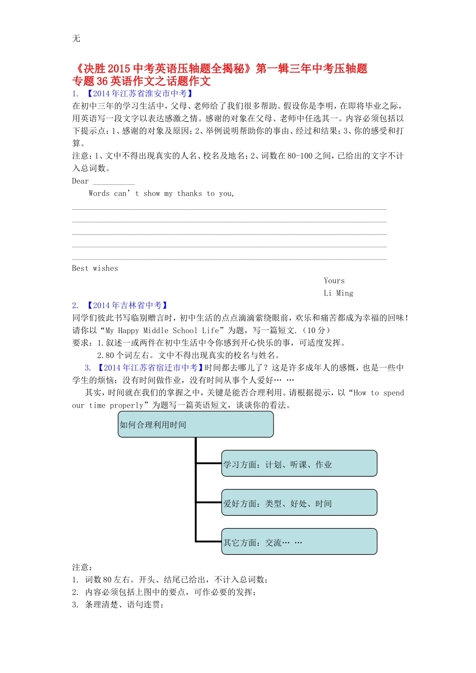 决胜中考英语压轴题全揭秘精品：英语作文之话题作文(含答案)_第1页