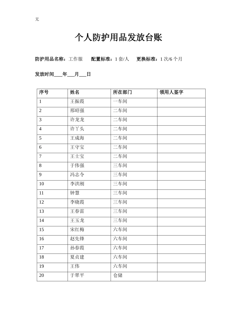 劳动防护用品发放台账_第2页