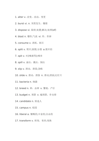 六级选词填空高频词汇