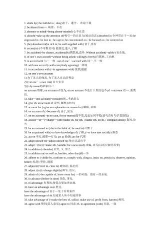 六级英语高频词组六级最常考的翻译句子总结