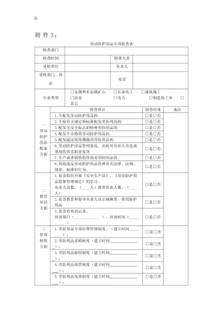 劳动防护用品检查表