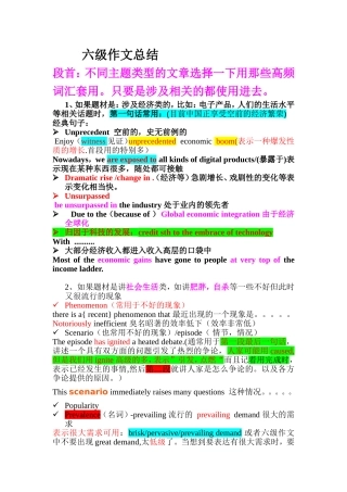 六级作文经典句式与亮点词汇总结