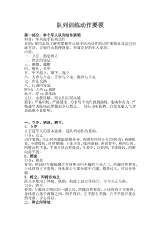 列队训练动作