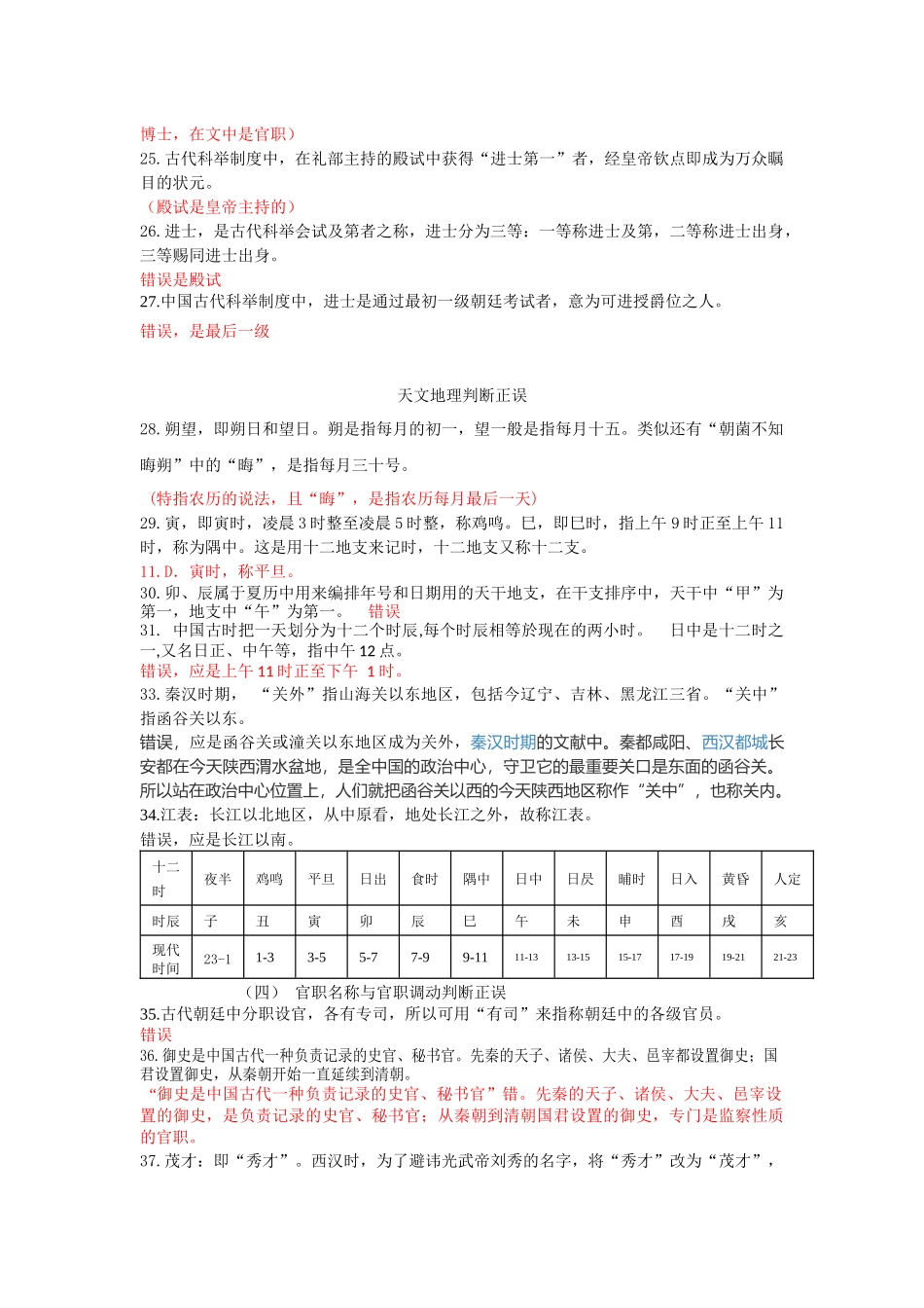 六类古代文化常识判断正误经典习题_第3页