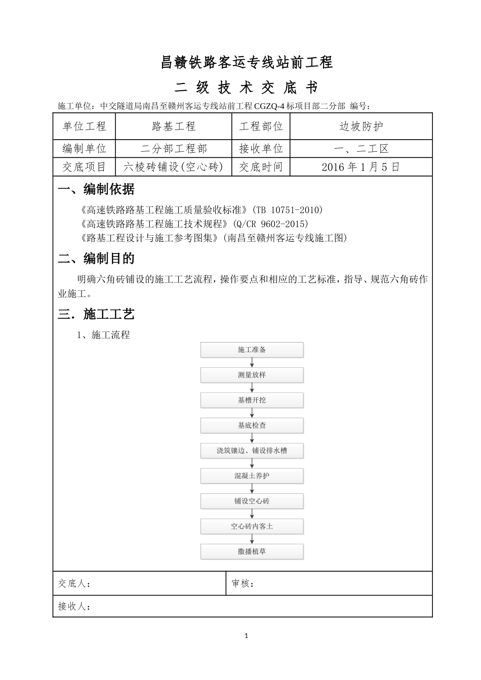 六棱砖(空心)二级技术交底_第1页