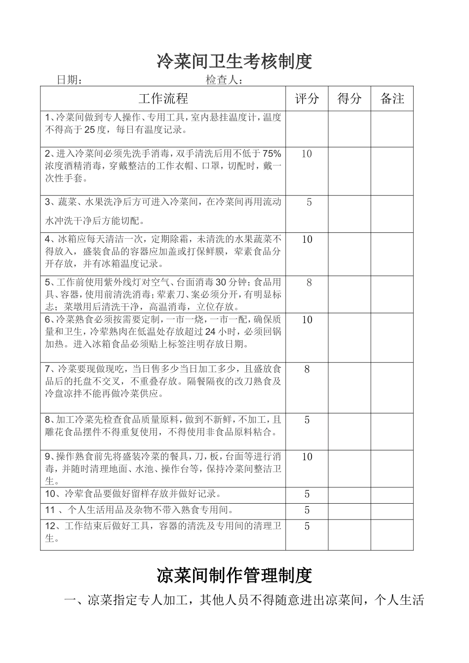 冷菜间卫生管理制度_第1页