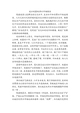 凌云皖露纯净水市场报告