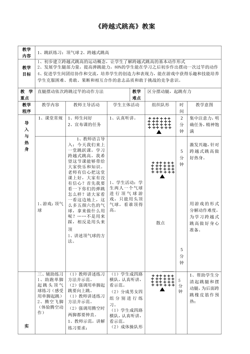六年级跨越式跳高公开课优质课教案_第3页