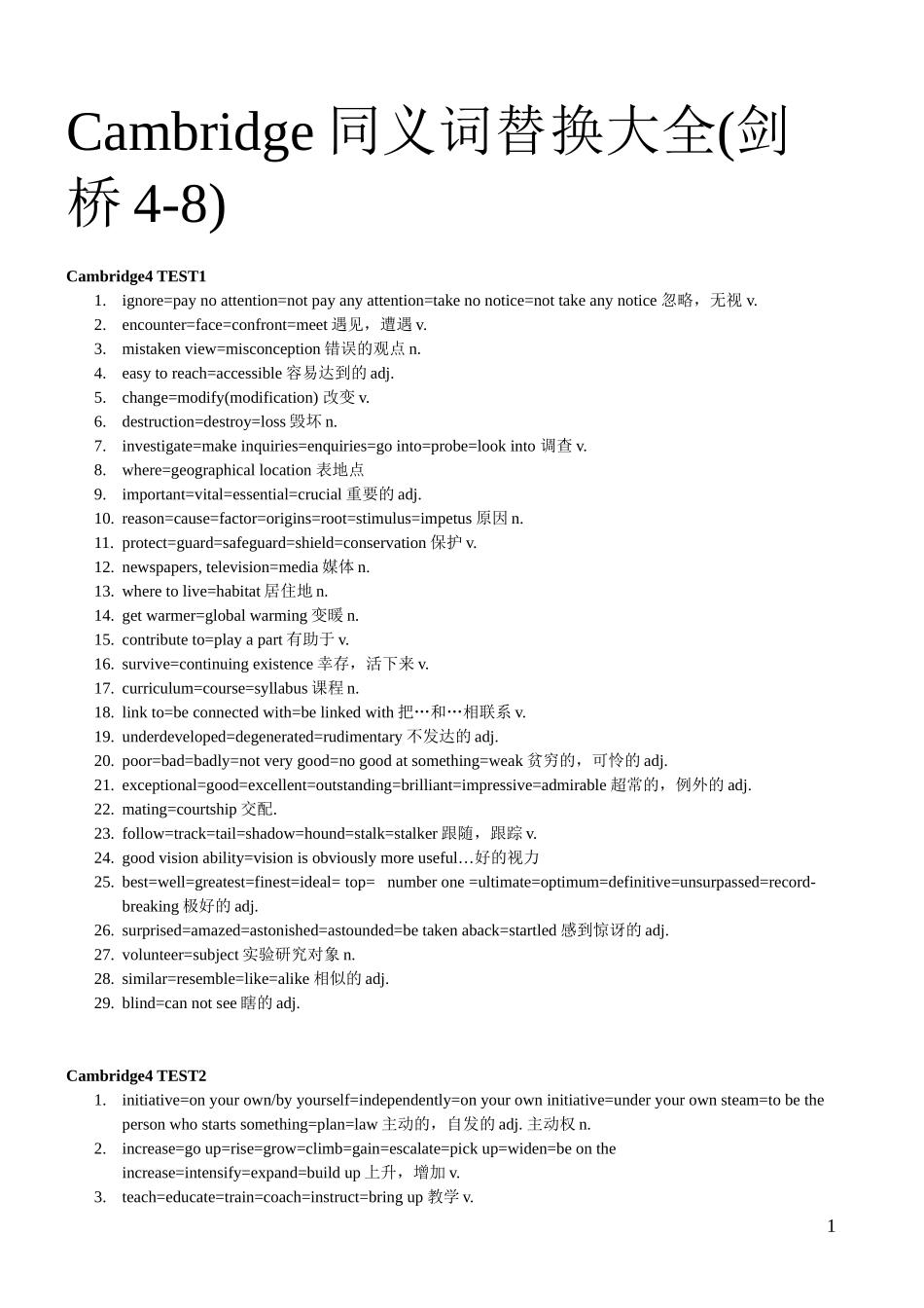 刘洪波雅思阅读同义词替换大全_第1页