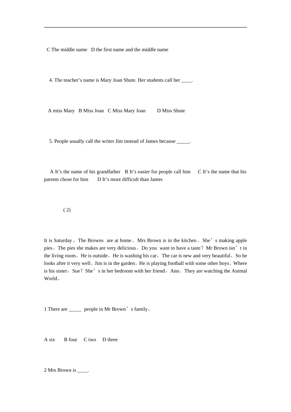 六年级英语阅读理解练习按住ctrl键_第2页