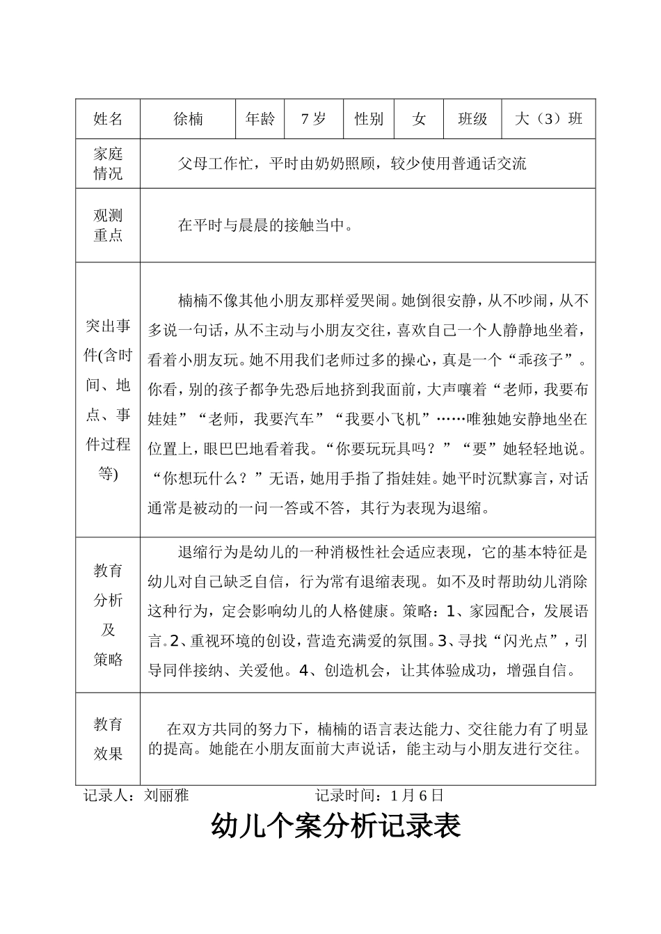 刘刘幼儿个案分析记录表_第3页