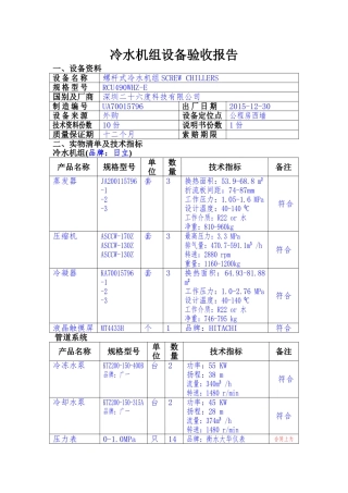 冷水机组验收报告