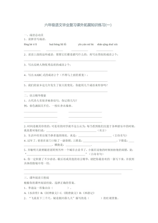 六年级语文毕业复习课外拓展知识练习