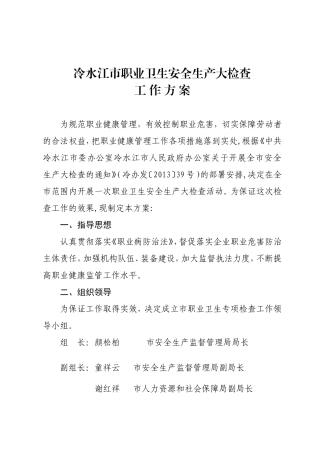 冷水江市职业卫生安全生产大检查