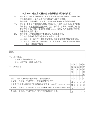 利用SPSS对五点式量表进行差异性分析