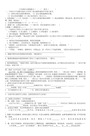 六年级语文基础练习(一)姓名()