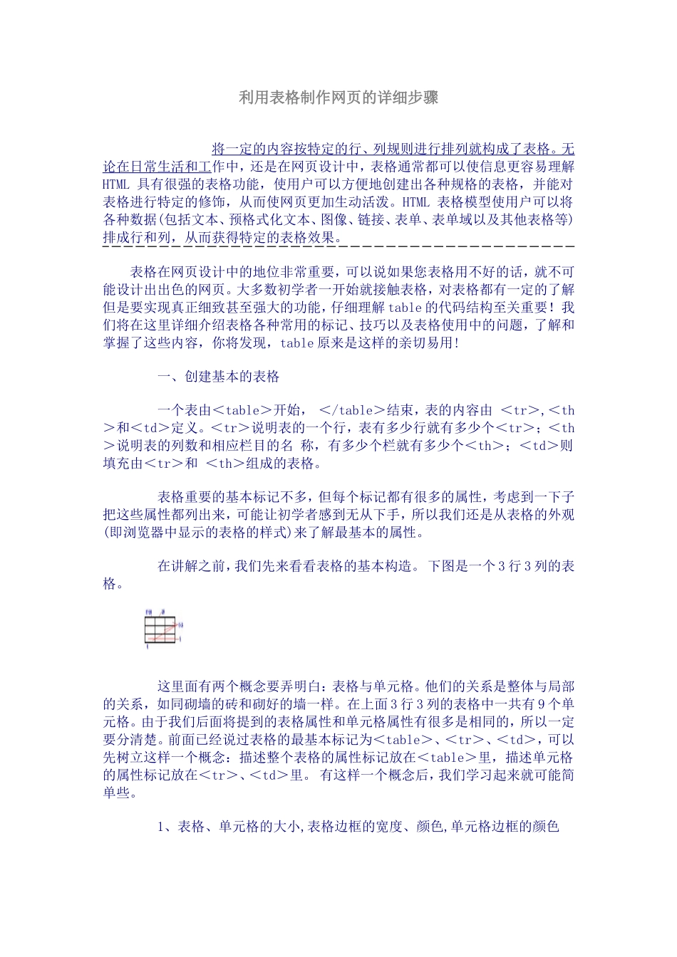 利用表格制作网页的详细步骤_第1页