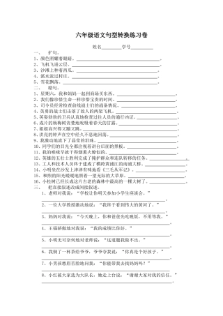 六年级语文句型转换练习卷