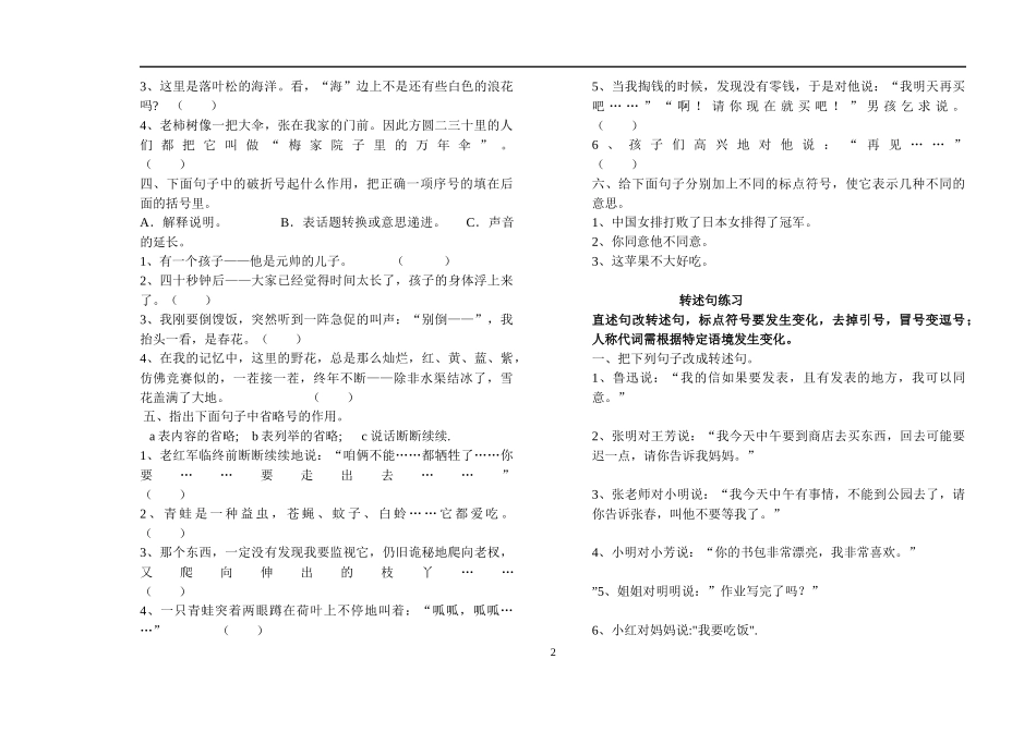 六年级语文下册标点符号综合_第2页