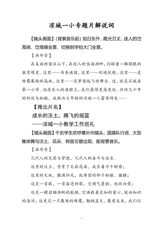 凉城一小专题片解说词