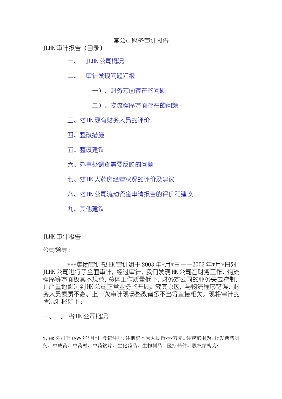 内部审计报告范文的企业审计管理_第1页