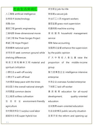 六级翻译题词汇