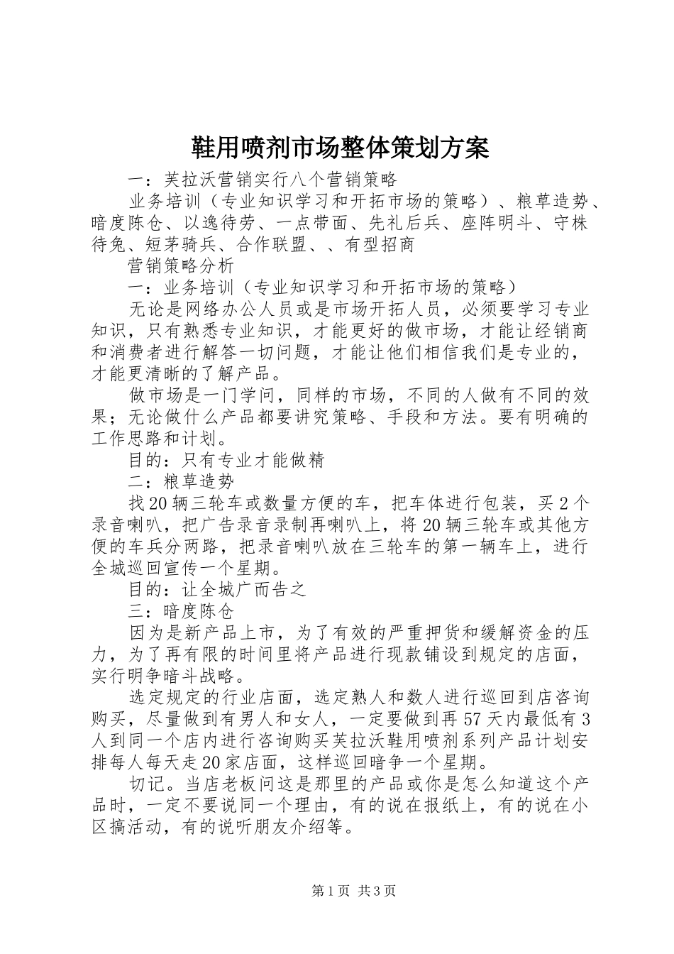 鞋用喷剂市场整体策划方案_第1页