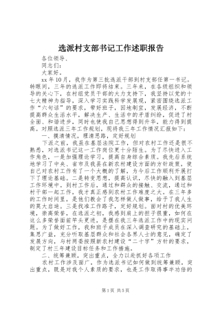 选派村支部书记工作述职报告